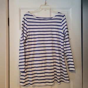 MATERNITY White and blue nautical long sleeve shirt from Old Navy